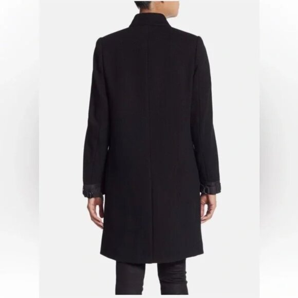 Vince wool blend coat with leather trim, size 4 - Picture 2 of 11